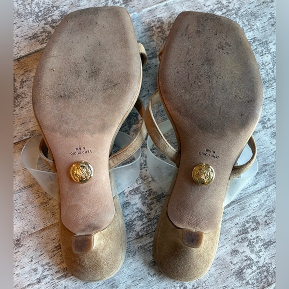 Preloved VERONICA BEARD Alanis Kitten Heel Slide Sandals in Sand Size 6.5 - Picture 5 of 8